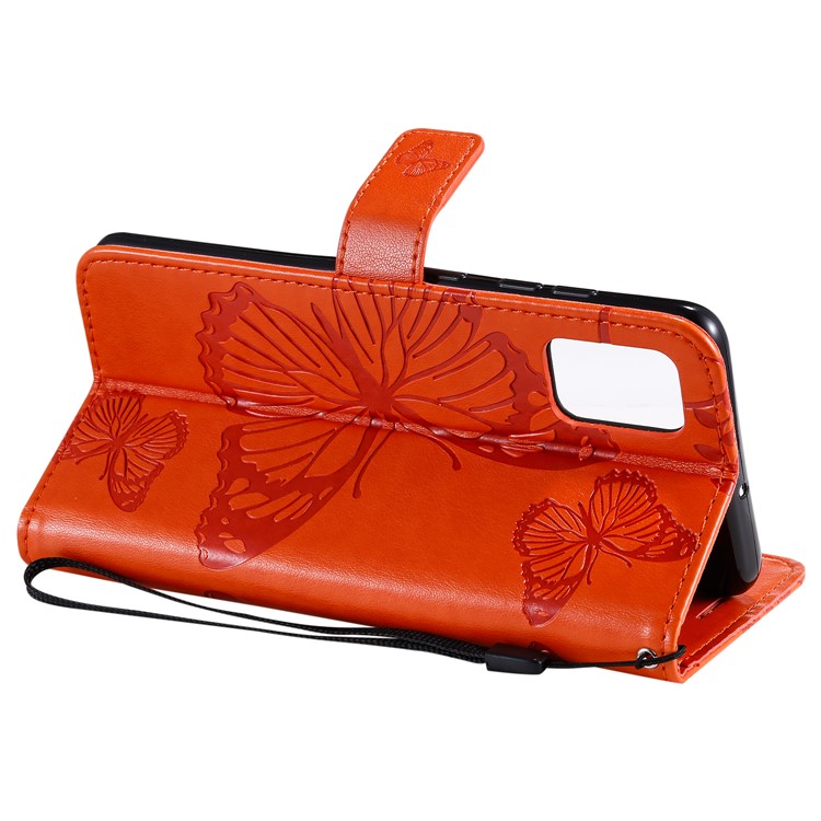 Imprint Butterfly Leather Wallet Case for Samsung Galaxy A51 - Orange-9