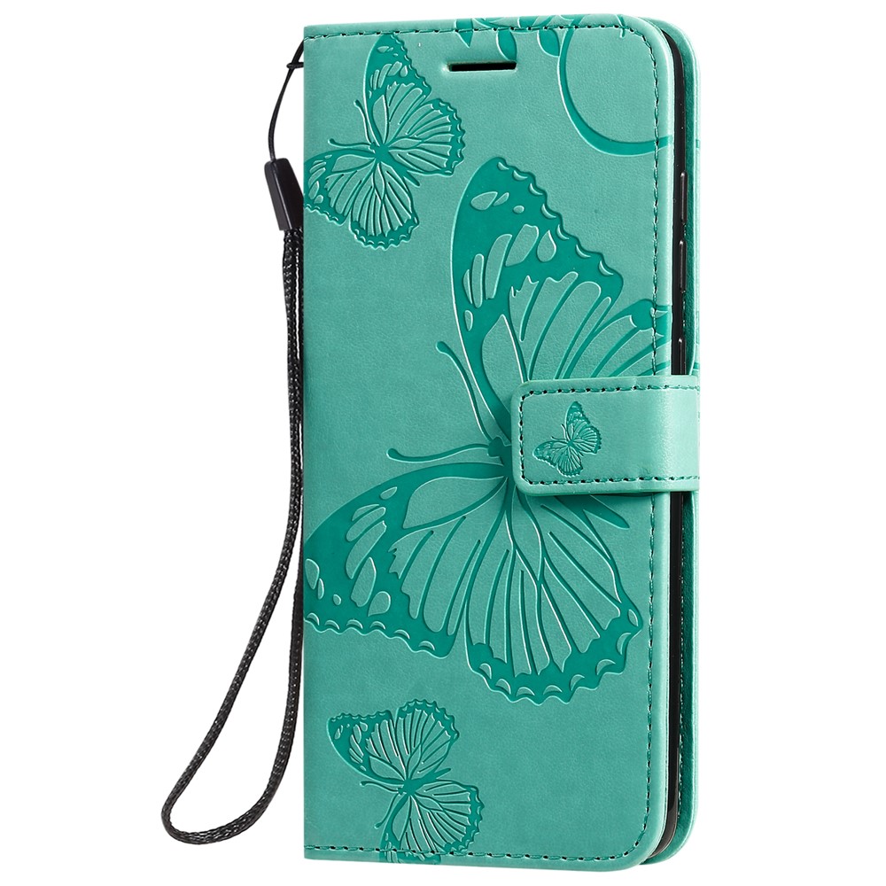 Imprint Butterfly Leather Wallet Case for Samsung Galaxy A51 - Green-3
