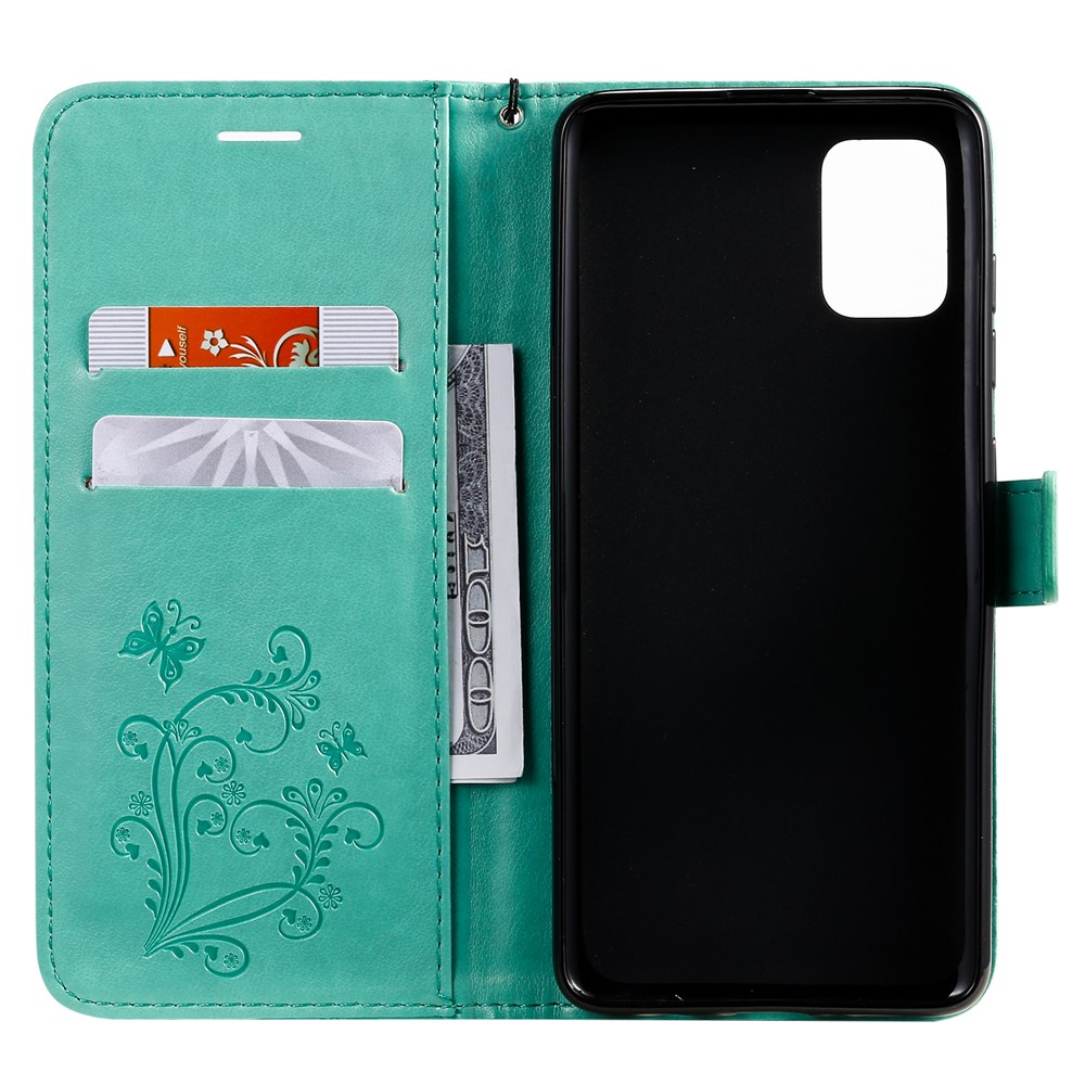 KT Imprinting Flower Série-2 Empreinte Butterfly le Cuir Portefeuille Pour Samsung Galaxy A51 - Vert