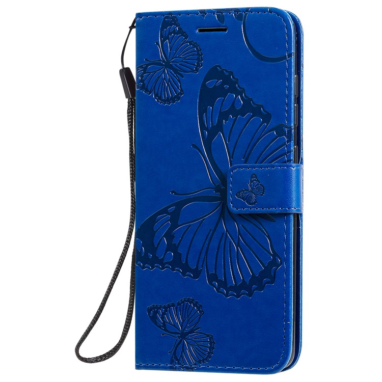 Imprint Butterfly Leather Wallet Case for Samsung Galaxy A51 - Blue-3