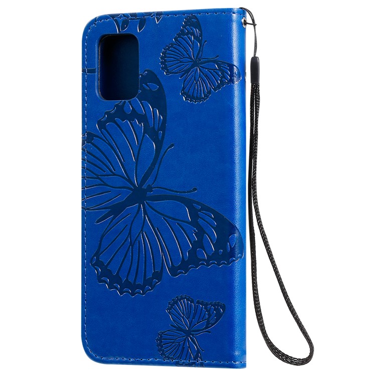 Imprint Butterfly Leather Wallet Case for Samsung Galaxy A51 - Blue-4