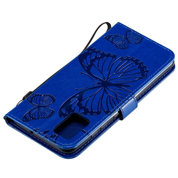 Imprint Butterfly Leather Wallet Case for Samsung Galaxy A51 - Blue-7