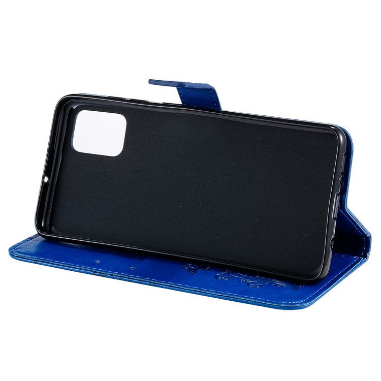 Imprint Butterfly Leather Wallet Case for Samsung Galaxy A51 - Blue-8