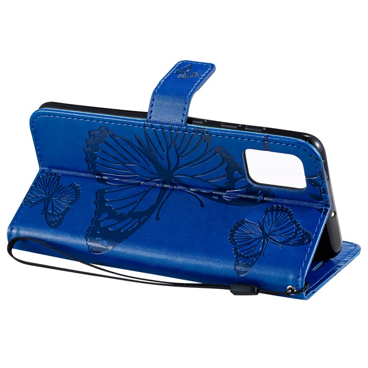 Imprint Butterfly Leather Wallet Case for Samsung Galaxy A51 - Blue-9