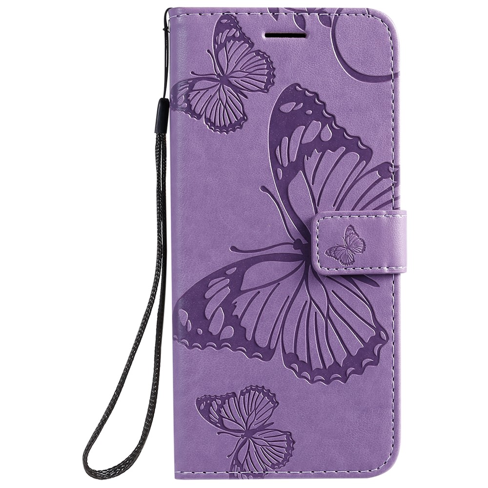 Imprint Butterfly Leather Wallet Case for Samsung Galaxy A51 - Purple-2