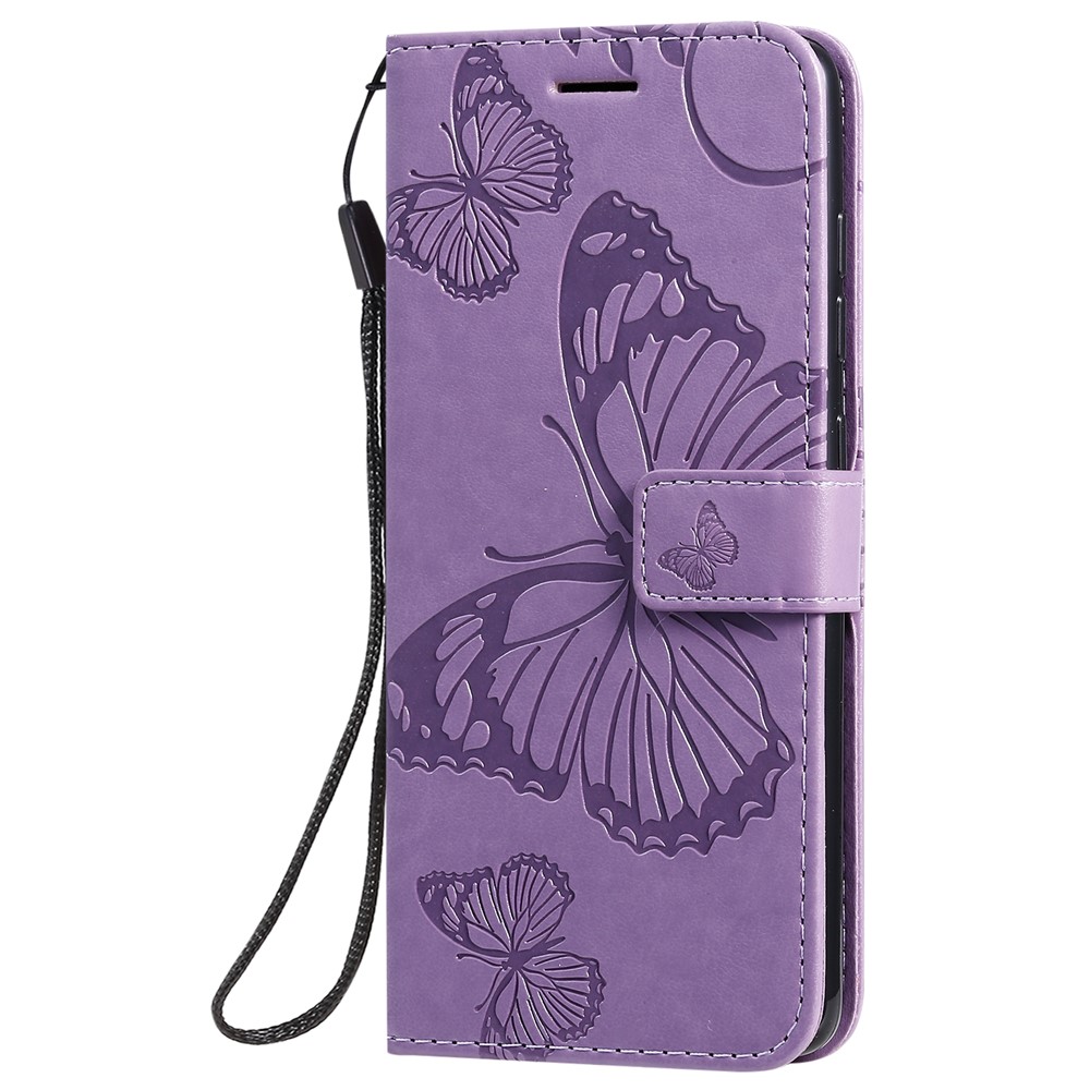 Imprint Butterfly Leather Wallet Case for Samsung Galaxy A51 - Purple-3