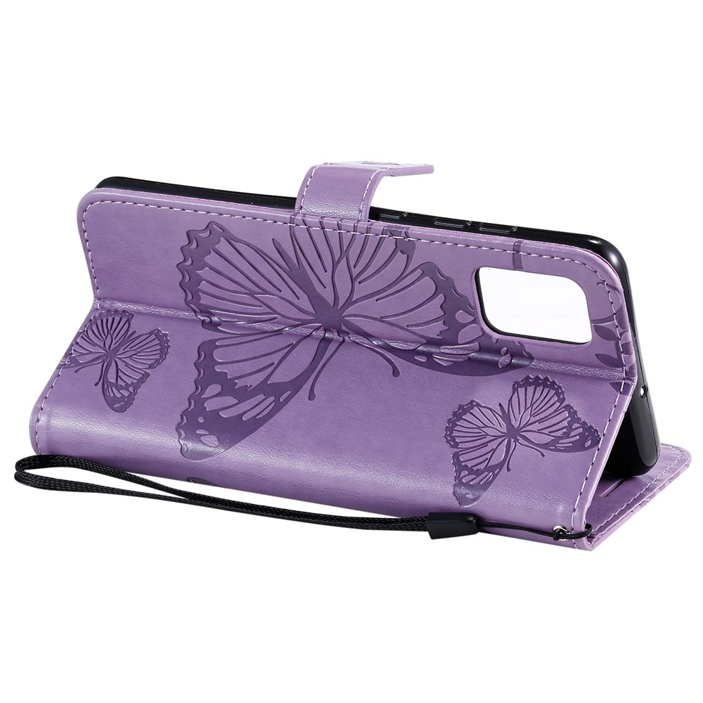 Imprint Butterfly Leather Wallet Case for Samsung Galaxy A51 - Purple-9