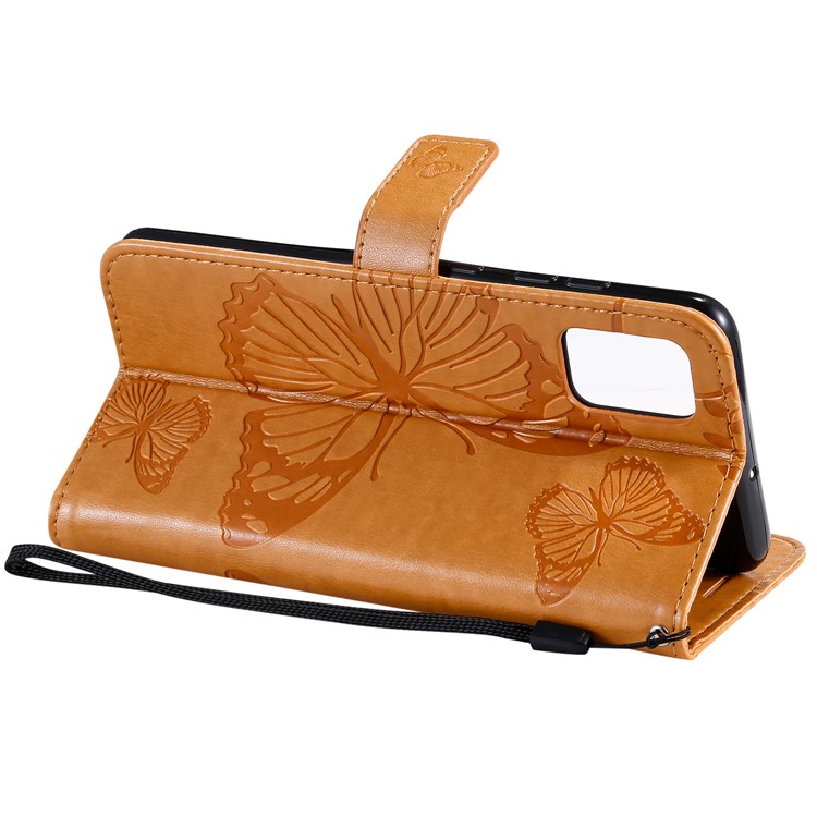 Imprint Butterfly Leather Wallet Case for Samsung Galaxy A51 - Brown-10