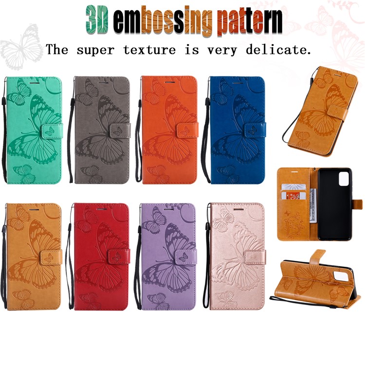 Imprint Butterfly Leather Wallet Case for Samsung Galaxy A51 - Brown-12