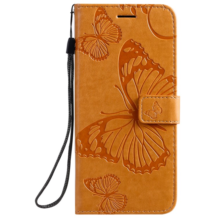 Imprint Butterfly Leather Wallet Case for Samsung Galaxy A51 - Brown-2