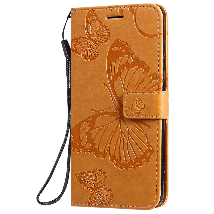 Imprint Butterfly Leather Wallet Case for Samsung Galaxy A51 - Brown-3