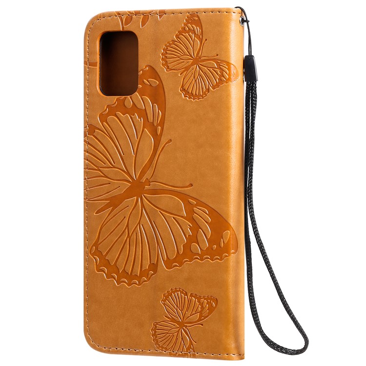 Imprint Butterfly Leather Wallet Case for Samsung Galaxy A51 - Brown-4