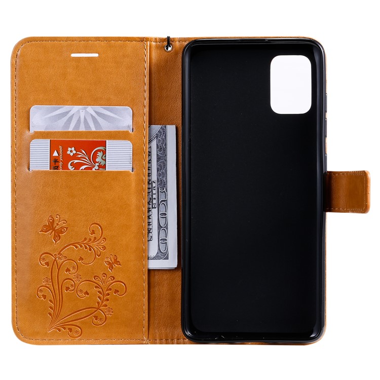 Imprint Butterfly Leather Wallet Case for Samsung Galaxy A51 - Brown-5