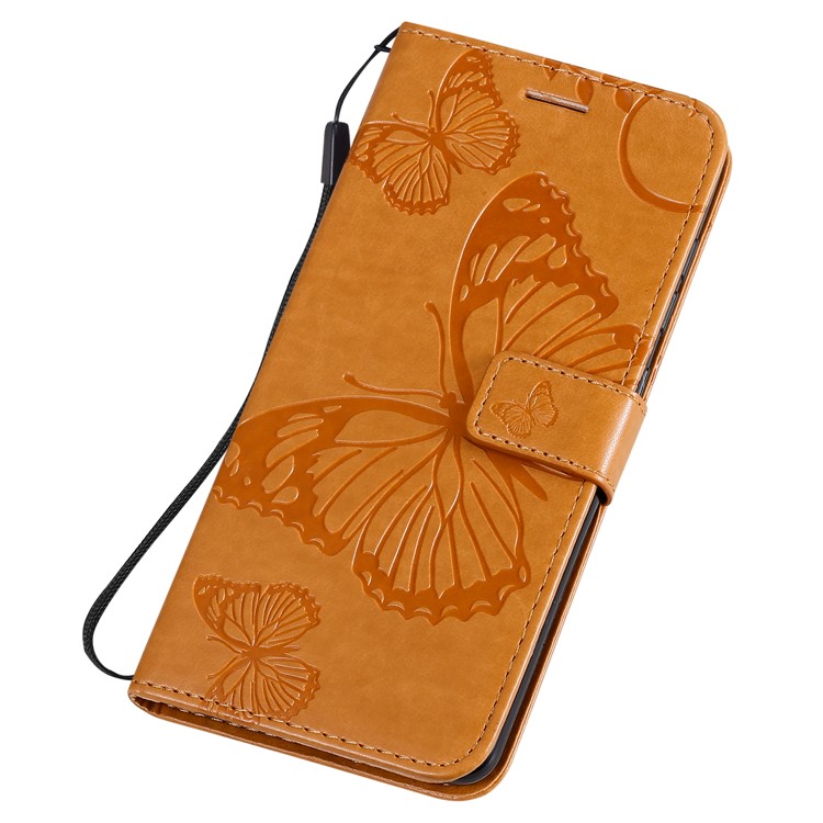 Imprint Butterfly Leather Wallet Case for Samsung Galaxy A51 - Brown-6