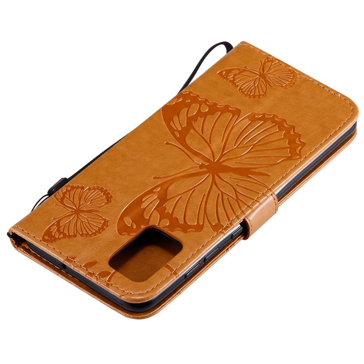 Imprint Butterfly Leather Wallet Case for Samsung Galaxy A51 - Brown-8