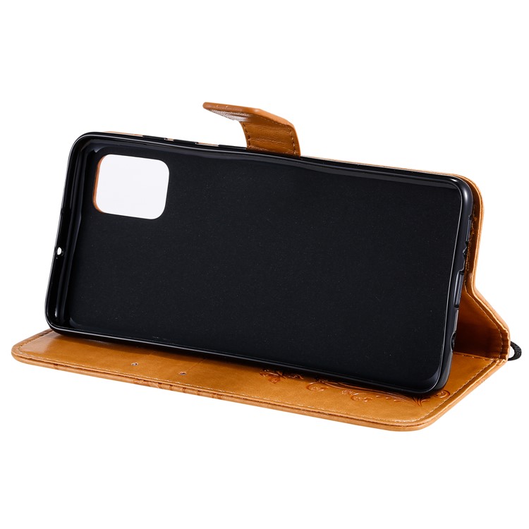 Imprint Butterfly Leather Wallet Case for Samsung Galaxy A51 - Brown-9