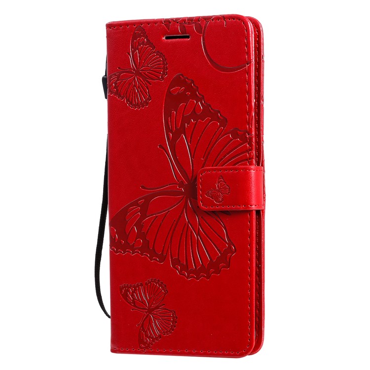 Imprint Butterfly Leather Wallet Case for Samsung Galaxy S20 Ultra/S11 Plus - Red-3