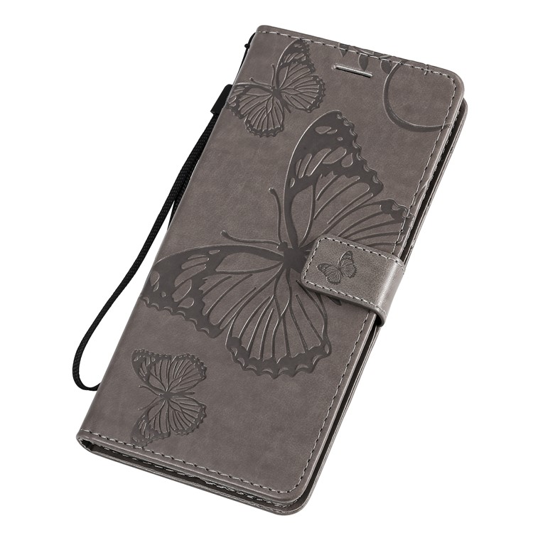 Imprint Butterfly Leather Wallet Case for Samsung Galaxy S20 Ultra - Grey-6