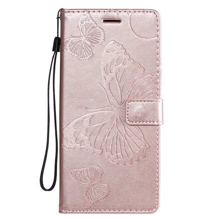 Imprint Butterfly Leather Wallet Case for Samsung Galaxy S20 Ultra - Rose Gold-2