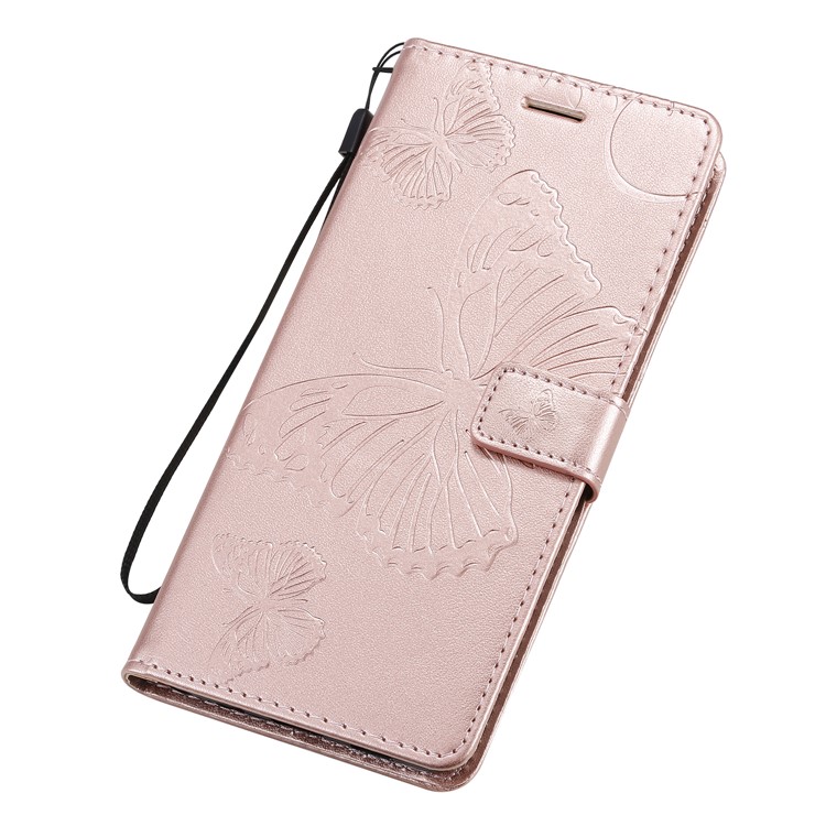 Imprint Butterfly Leather Wallet Case for Samsung Galaxy S20 Ultra - Rose Gold-6