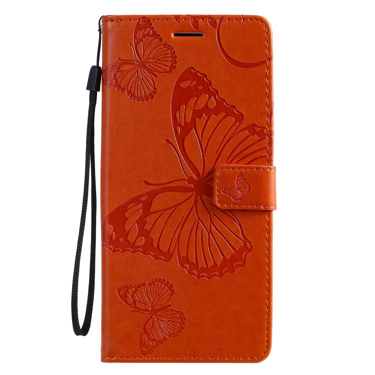 Imprint Butterfly Leather Wallet Case for Samsung Galaxy S20 Ultra - Orange-2