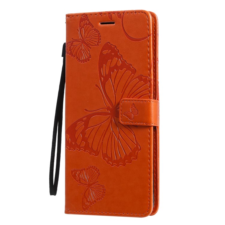 Imprint Butterfly Leather Wallet Case for Samsung Galaxy S20 Ultra - Orange-3