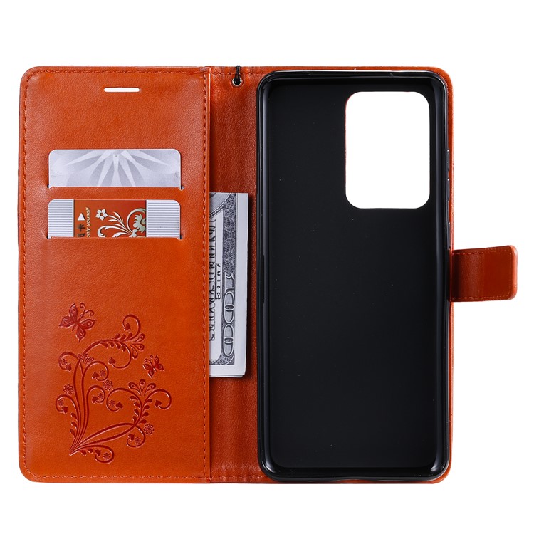 Imprint Butterfly Leather Wallet Case for Samsung Galaxy S20 Ultra - Orange-5