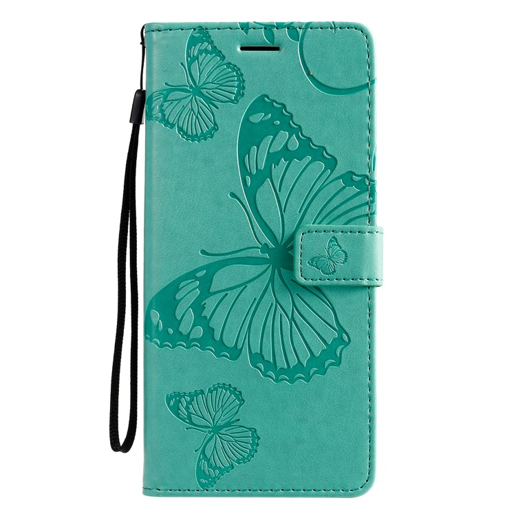 Imprint Butterfly Leather Wallet Case for Samsung Galaxy S20 Ultra - Green-2