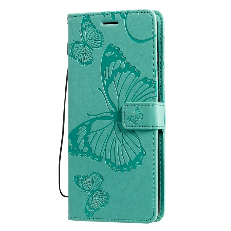 Imprint Butterfly Leather Wallet Case for Samsung Galaxy S20 Ultra - Green-3