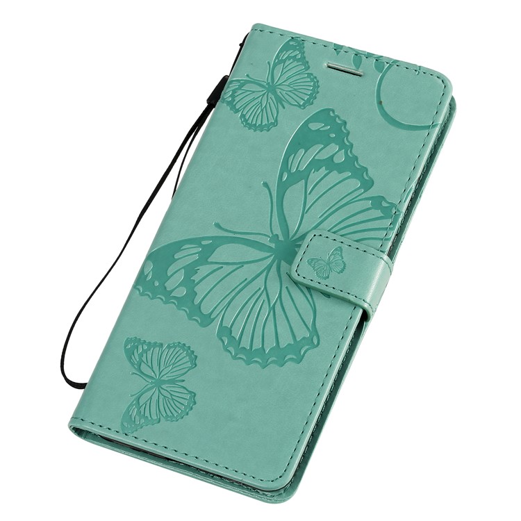 Imprint Butterfly Leather Wallet Case for Samsung Galaxy S20 Ultra - Green-6