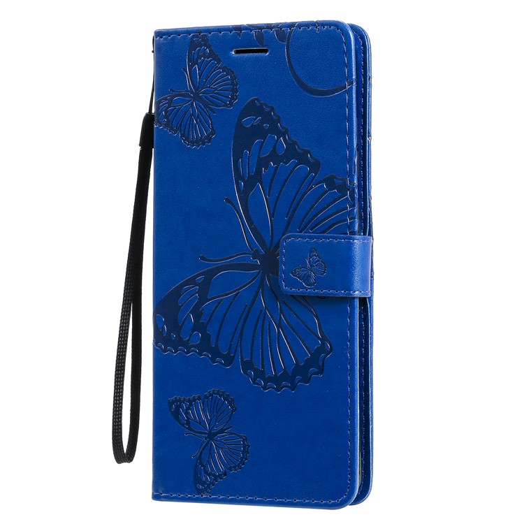 Imprint Butterfly Leather Wallet Case for Samsung Galaxy S20 Ultra - Blue-3