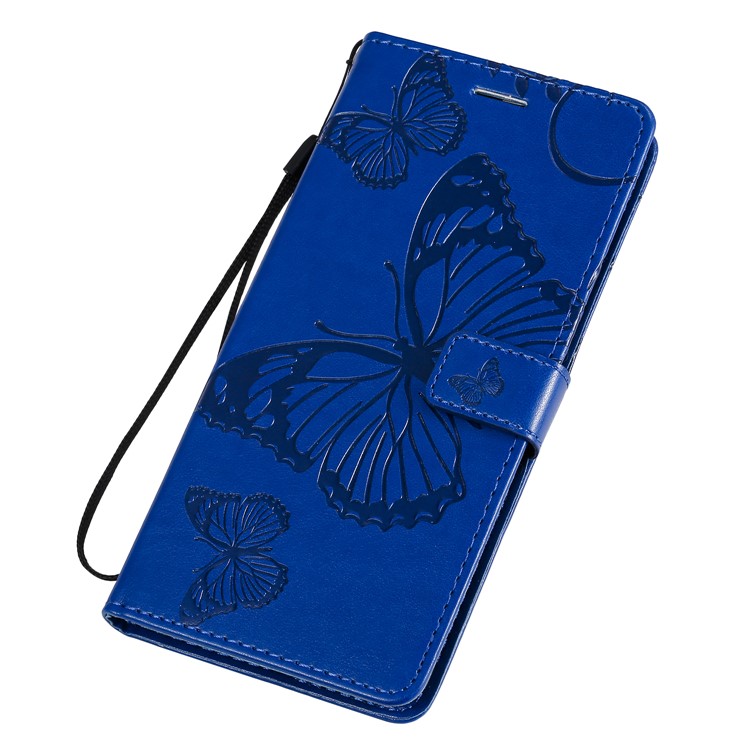Imprint Butterfly Leather Wallet Case for Samsung Galaxy S20 Ultra - Blue-6