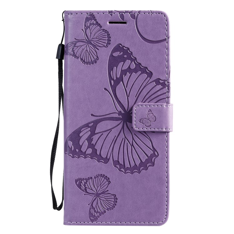 Imprint Butterfly Leather Wallet Case for Samsung Galaxy S20 Ultra - Purple-2