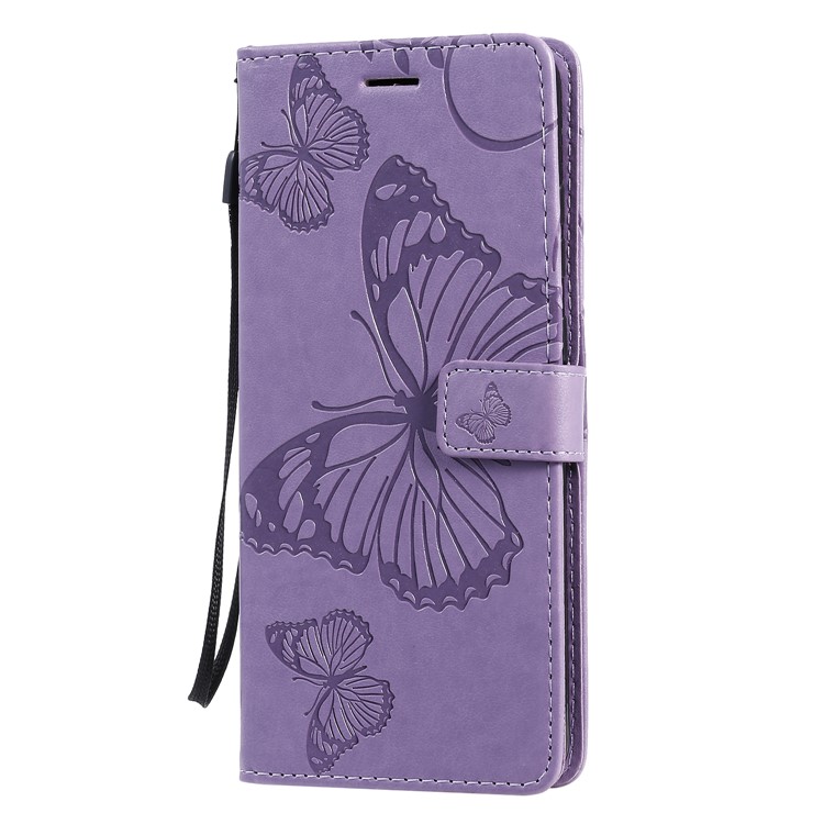 Imprint Butterfly Leather Wallet Case for Samsung Galaxy S20 Ultra - Purple-3