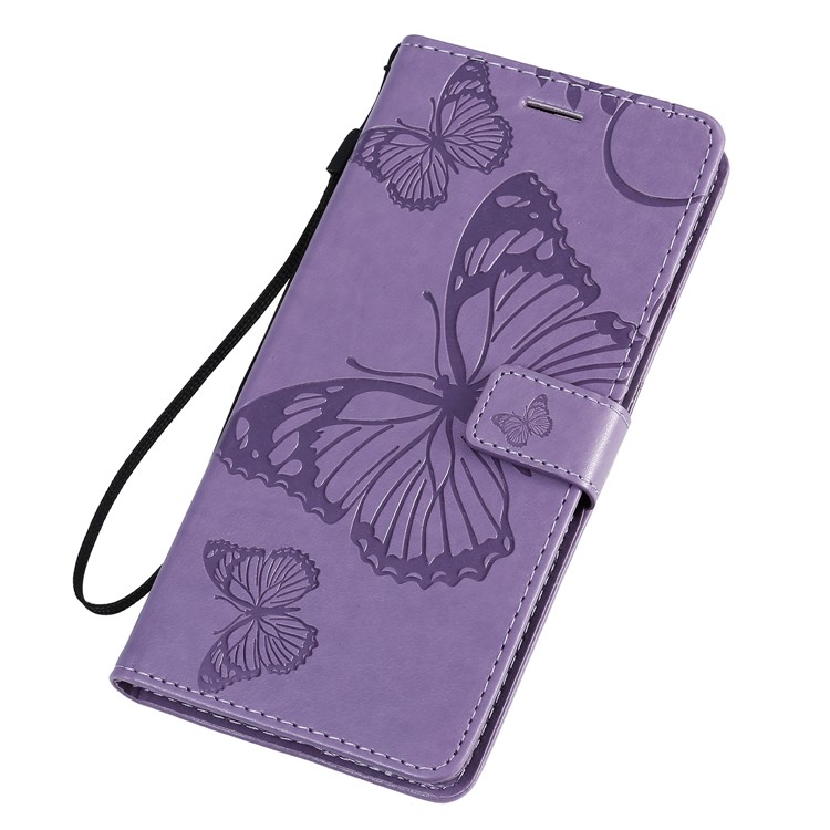 Imprint Butterfly Leather Wallet Case for Samsung Galaxy S20 Ultra - Purple-6