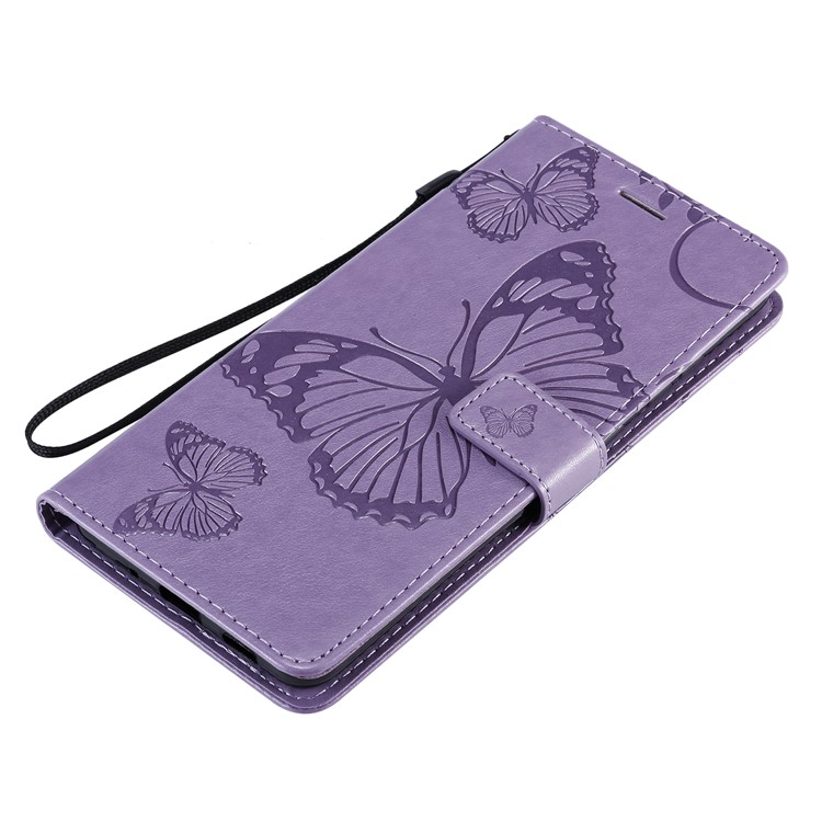 Imprint Butterfly Leather Wallet Case for Samsung Galaxy S20 Ultra - Purple-7