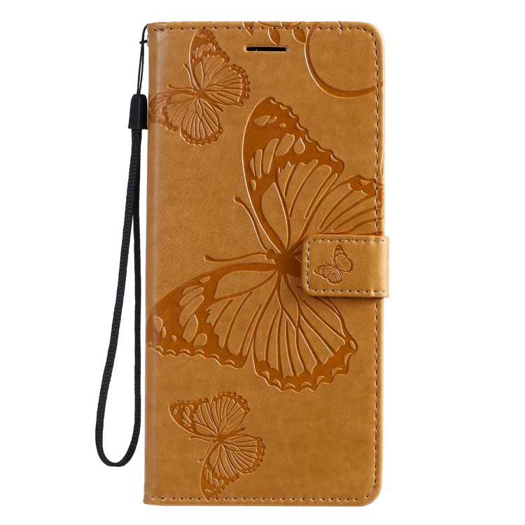 Imprint Butterfly Leather Wallet Case for Samsung Galaxy S20 Ultra - Brown-2