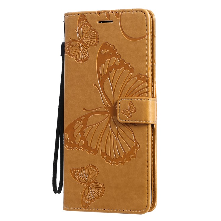 Imprint Butterfly Leather Wallet Case for Samsung Galaxy S20 Ultra - Brown-3