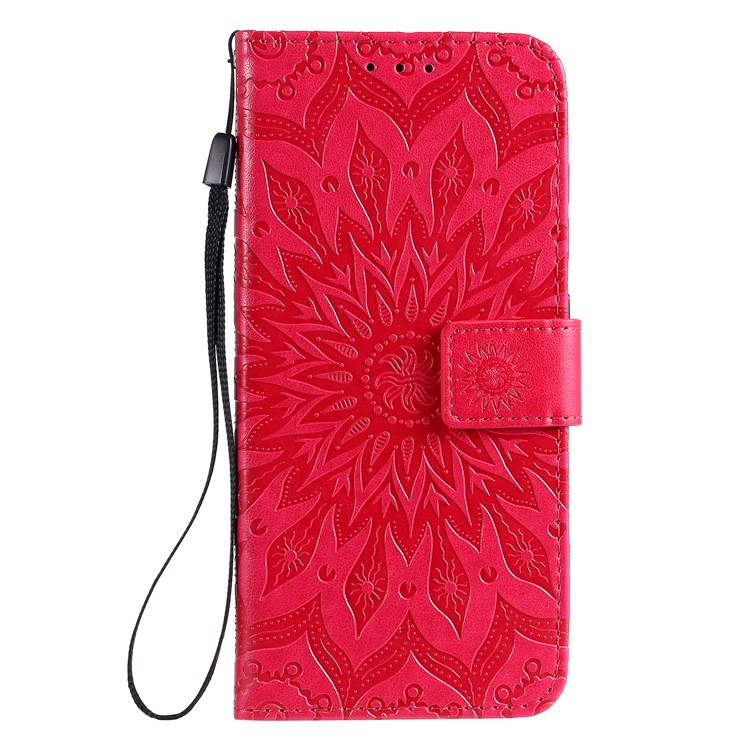 Imprint Sunflower Leather Wallet Case for Samsung Galaxy A51 - Rose-2