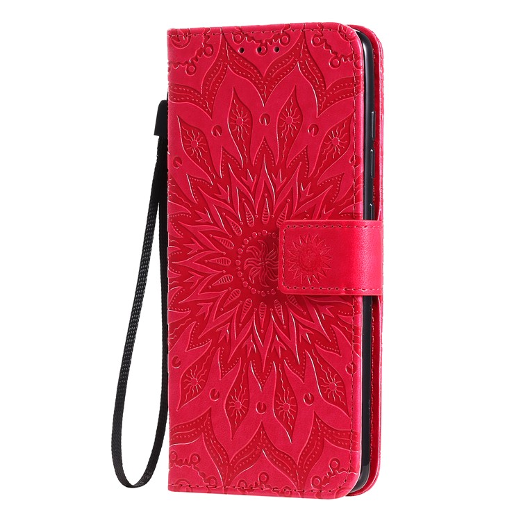 Imprint Sunflower Leather Wallet Case for Samsung Galaxy A51 - Rose-3