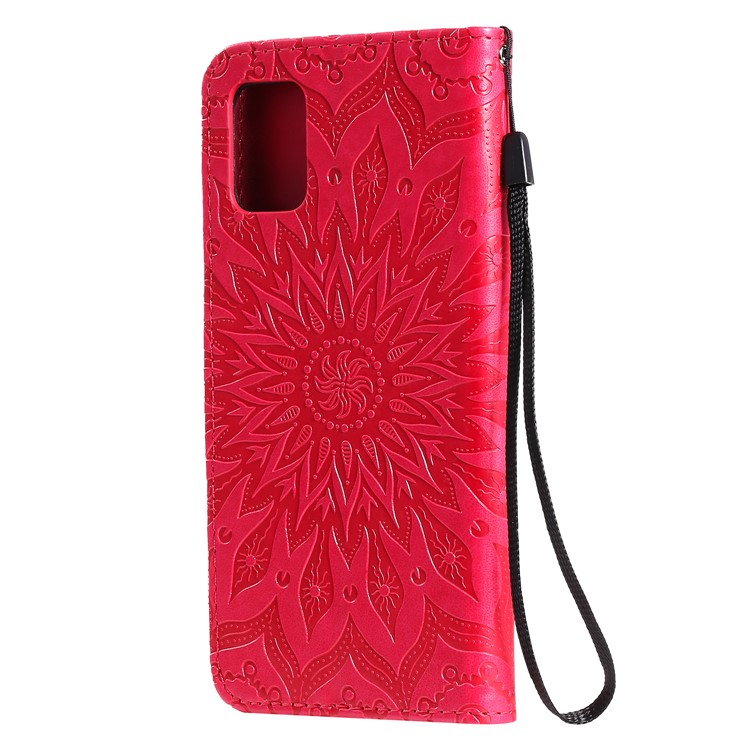 Imprint Sunflower Leather Wallet Case for Samsung Galaxy A51 - Rose-4