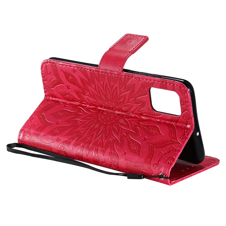 Imprint Sunflower Leather Wallet Case for Samsung Galaxy A51 - Rose-6