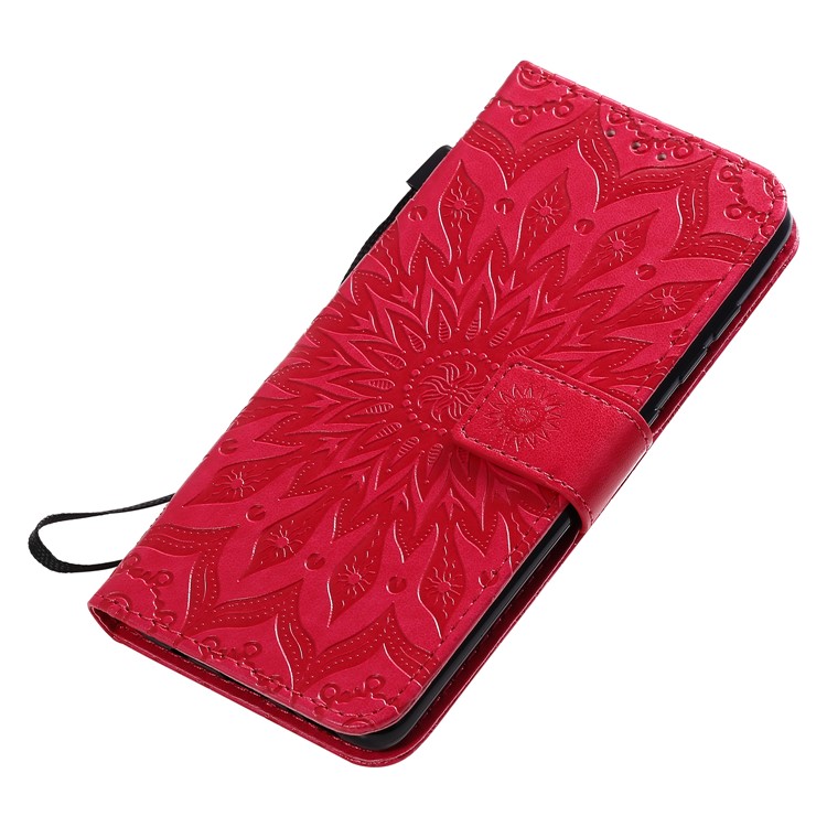 Imprint Sunflower Leather Wallet Case for Samsung Galaxy A51 - Rose-8