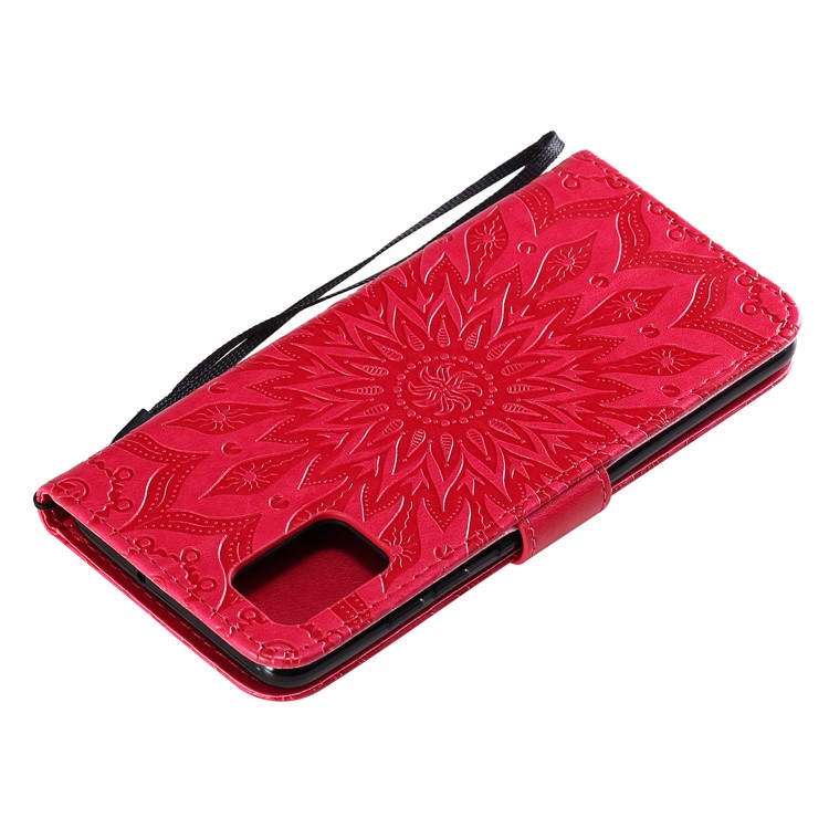 Imprint Sunflower Leather Wallet Case for Samsung Galaxy A51 - Rose-9