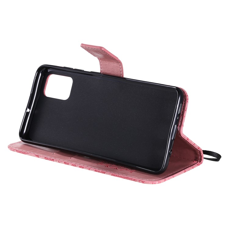 Imprint Sunflower Leather Wallet Case for Samsung Galaxy A51 - Pink-7