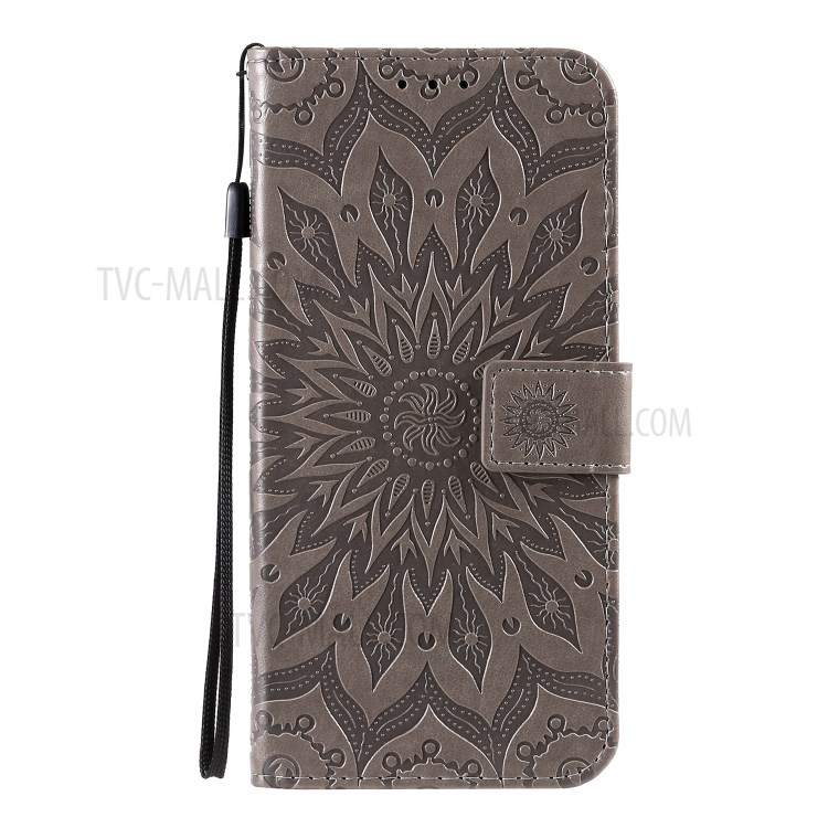 Couro Girassol Caso Shell Carteira Marca Para Samsung Galaxy A71 - Cinzento-2
