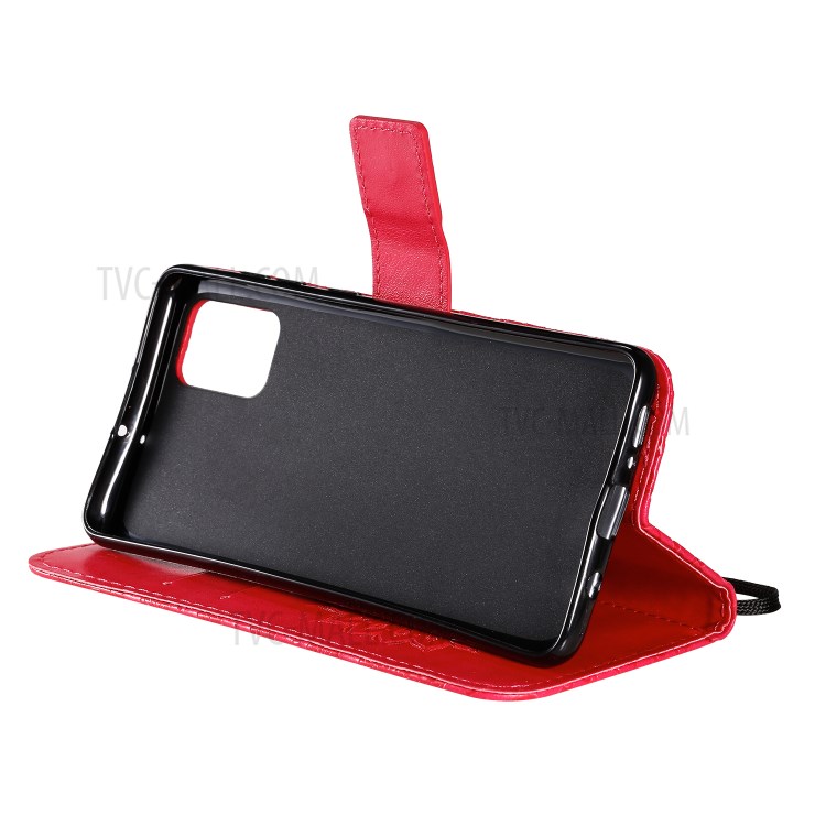 Imprint Sunflower Leather Wallet Shell Case for Samsung Galaxy A71 - Red-7