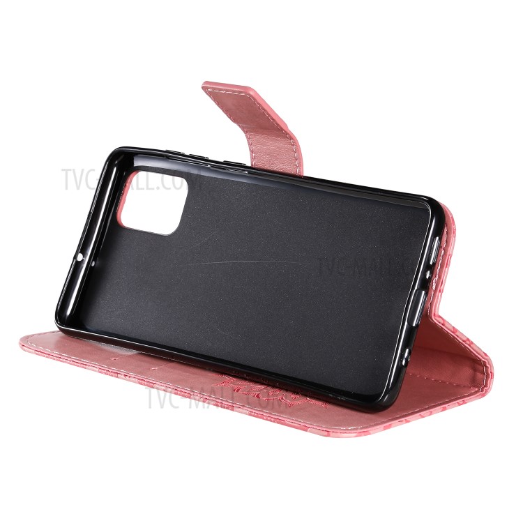 Imprint Sunflower Leather Wallet Shell Case for Samsung Galaxy A71 - Pink-7