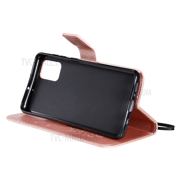 Imprint Sunflower Leather Wallet Shell Case for Samsung Galaxy A71 - Rose Gold-7