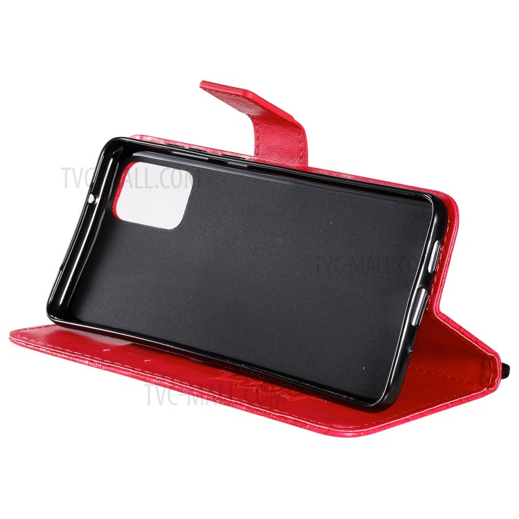 Sunflower Imprint Wallet Leather Casing for Samsung Galaxy S20 Plus - Red-8